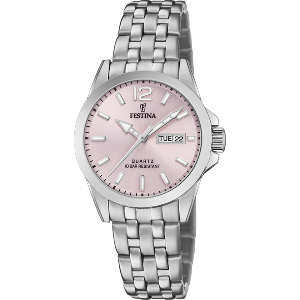 Festina F20455/2 Quartz Çelik Gri Pembe Kadran 10 ATM 30 mm Kadın Kol Saati