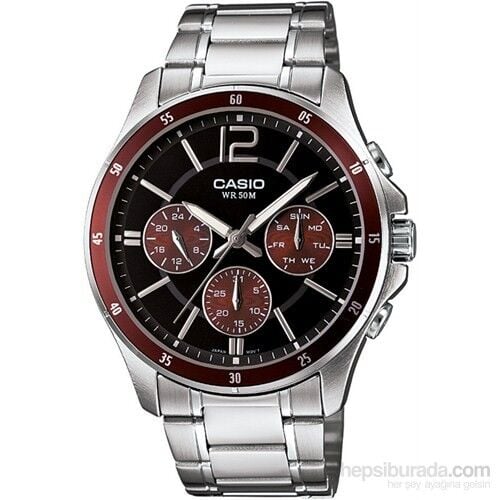 Casio MTP-1374D-5AVDF Quartz Çelik Gri Siyah Kadran 44 mm Erkek Kol Saati