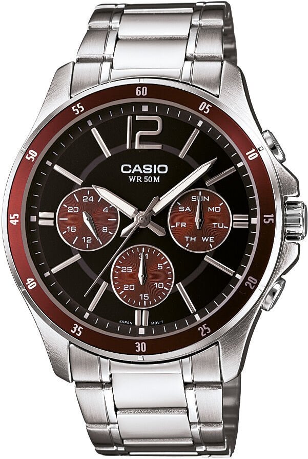 Casio MTP-1374D-5AVDF Quartz Çelik Gri Siyah Kadran 44 mm Erkek Kol Saati