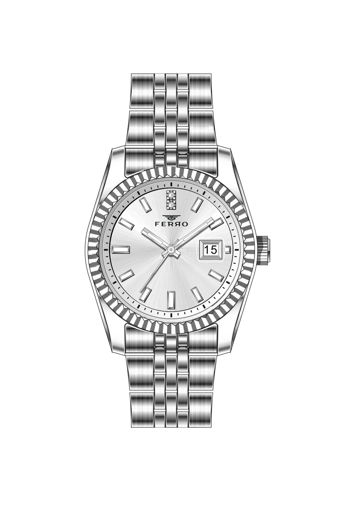 Ferro Gümüş Çelik Kordon Kadın Kol Saati FL21775A-A 3ATM Su Geçirmez 2 Yıl Garantili HediyePaketli