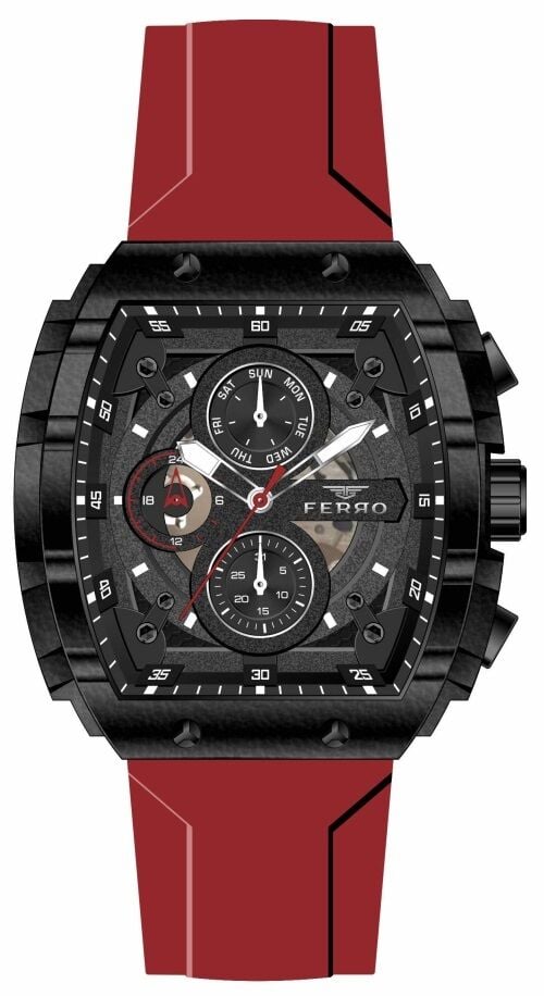 Ferro Kırmızı Silikon Kordon Erkek Kol Saati FM31346D-ZK Fonksiyonları Aktif 3 ATM Su Geçirmez
