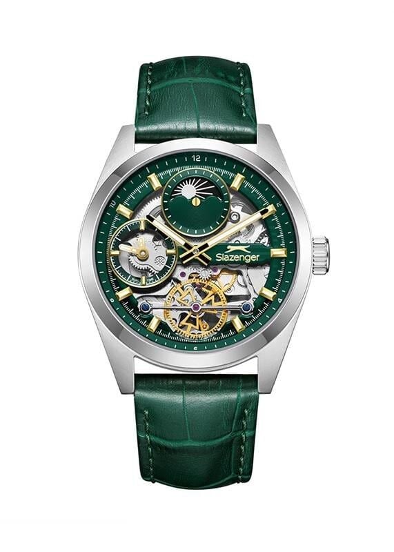 Slazenger SL.09.2559.2.05 Quatrz Yeşil Deri Kordon 44 mm Erkek Kol Saati