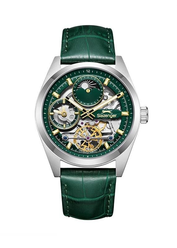 Slazenger SL.09.2559.2.05 Quatrz Yeşil Deri Kordon 44 mm Erkek Kol Saati