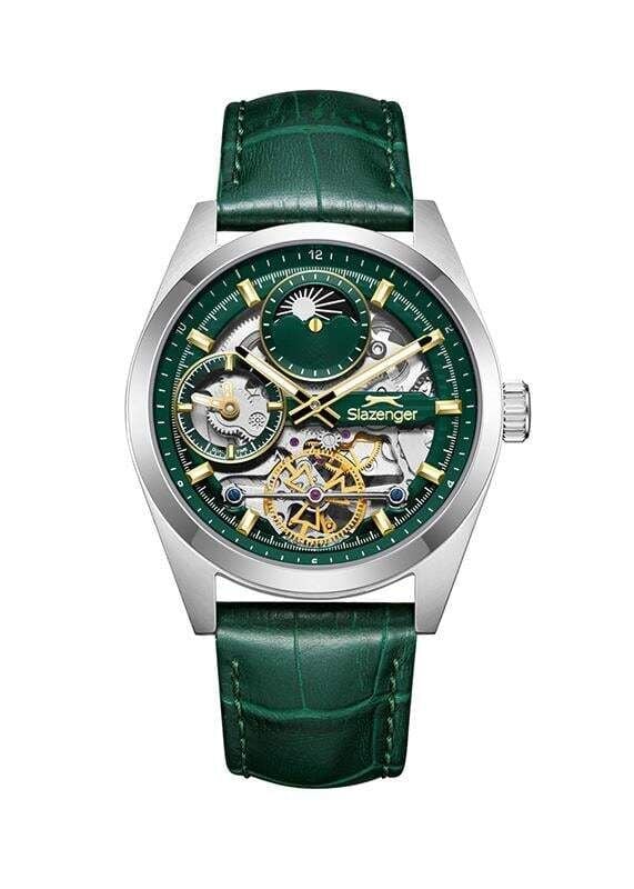 Slazenger SL.09.2559.2.05 Quatrz Yeşil Deri Kordon 44 mm Erkek Kol Saati