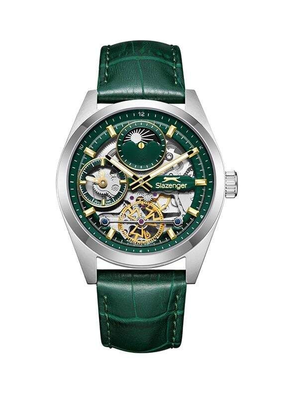 Slazenger SL.09.2559.2.05 Quatrz Yeşil Deri Kordon 44 mm Erkek Kol Saati