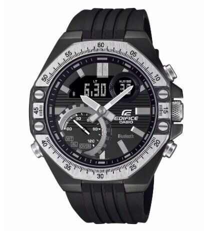 Casio ECB-10TP-1ADF Analog/Dijital Silikon Siyah 10 ATM 49 mm Erkek Kol Saati