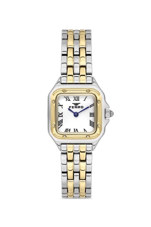 Ferro Quartz Çelik Altın/Gri 23 mm Kadın Kol Saati