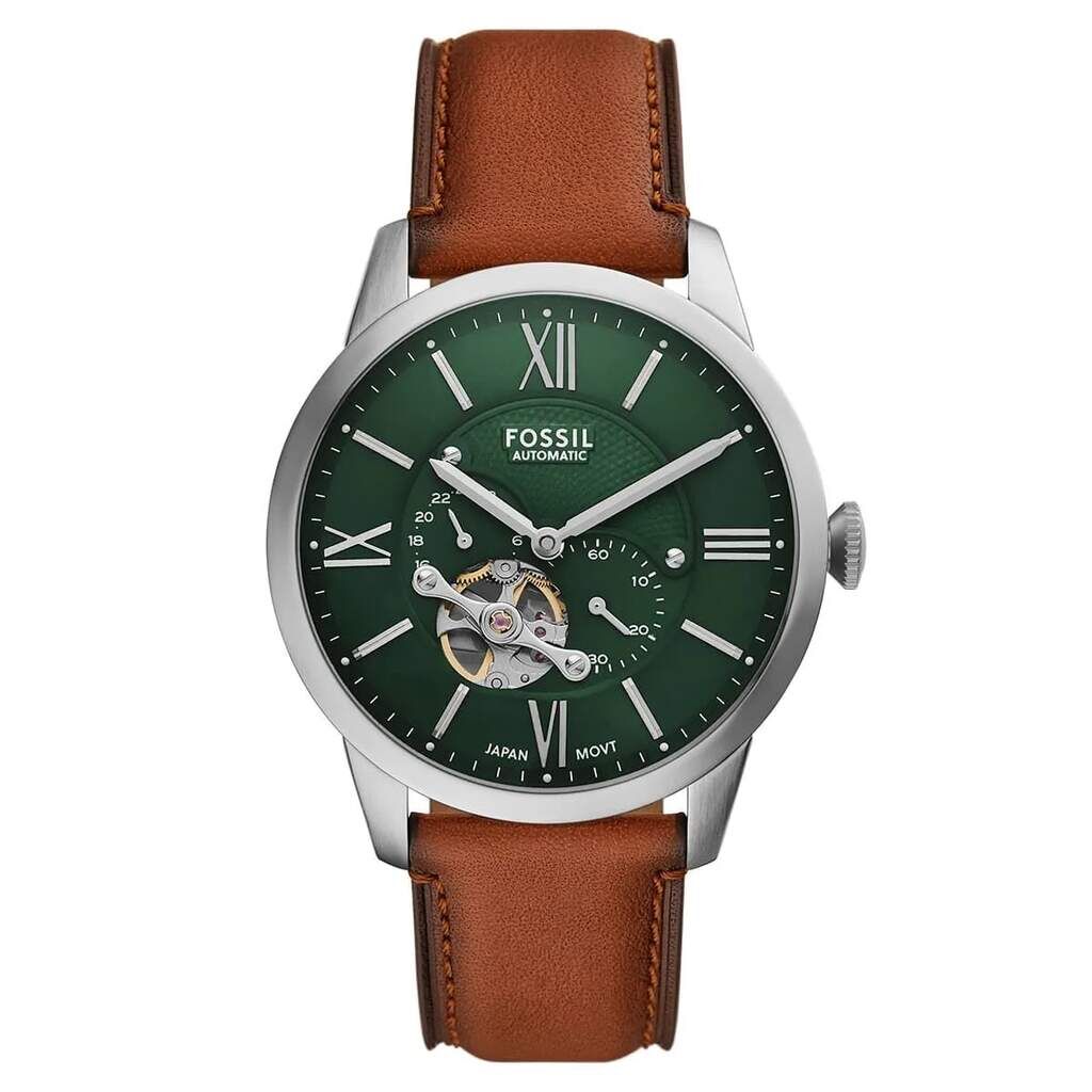 Fossil FME3265 Otomatik Deri Kahverengi Yeşil kadran 44 mm Erkek Kol Saati