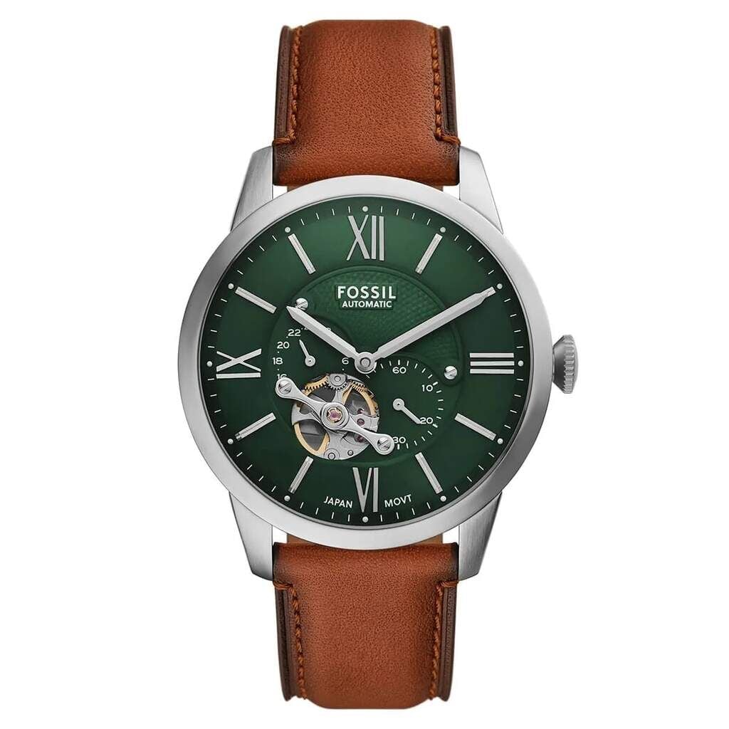 Fossil FME3265 Otomatik Deri Kahverengi Yeşil kadran 44 mm Erkek Kol Saati