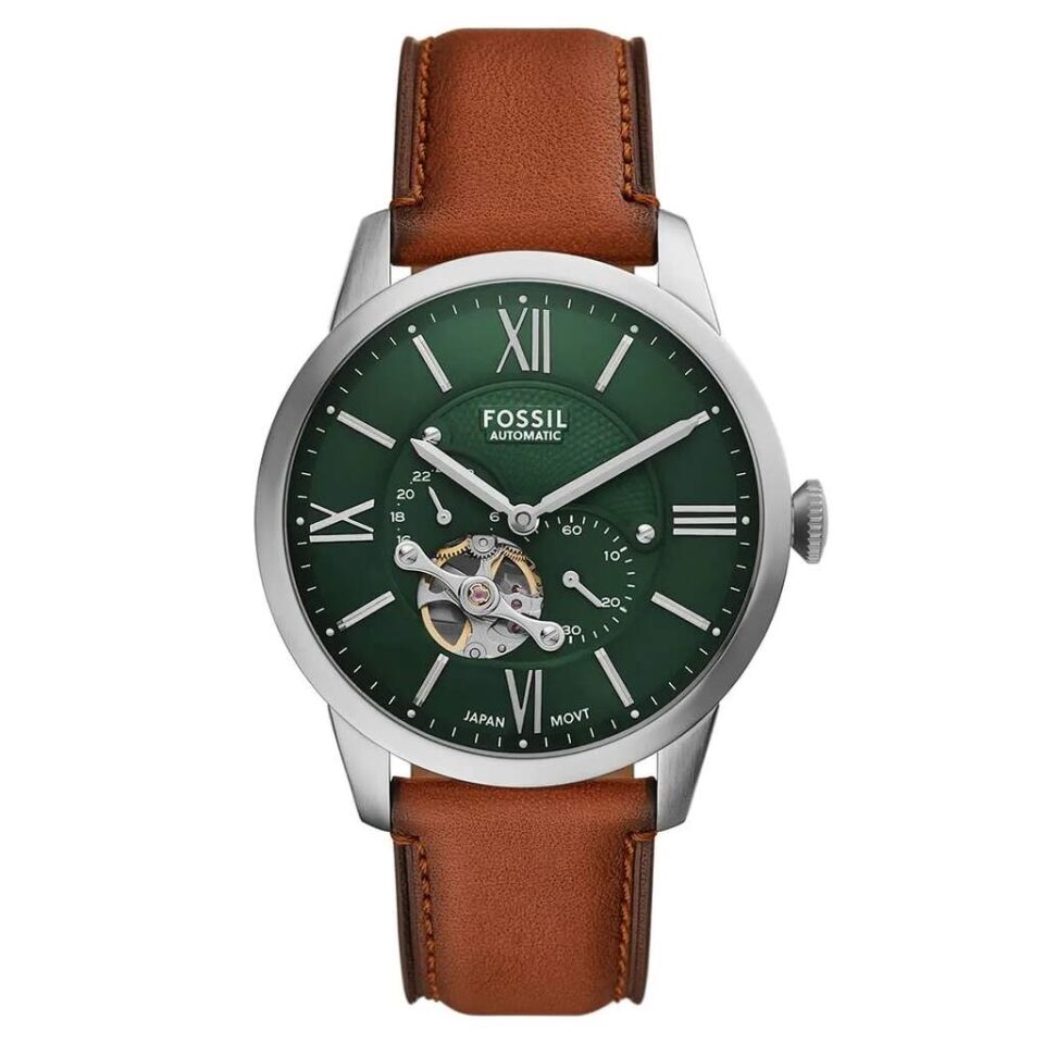 Fossil FME3265 Otomatik Deri Kahverengi Yeşil kadran 44 mm Erkek Kol Saati