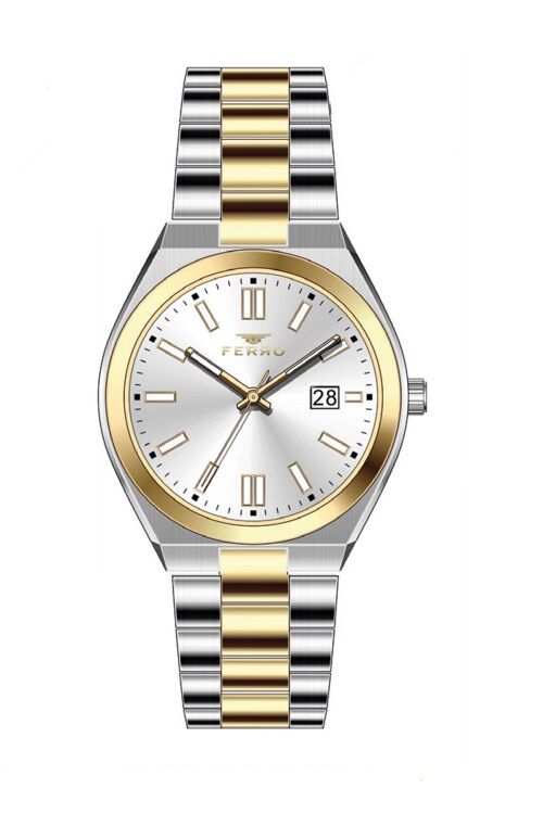 Ferro Sarı ve Gümüş Çelik Kordon Kadın Kol Saati FL21492A-D 3ATM Su Geçirmez 2 Yıl Garantili