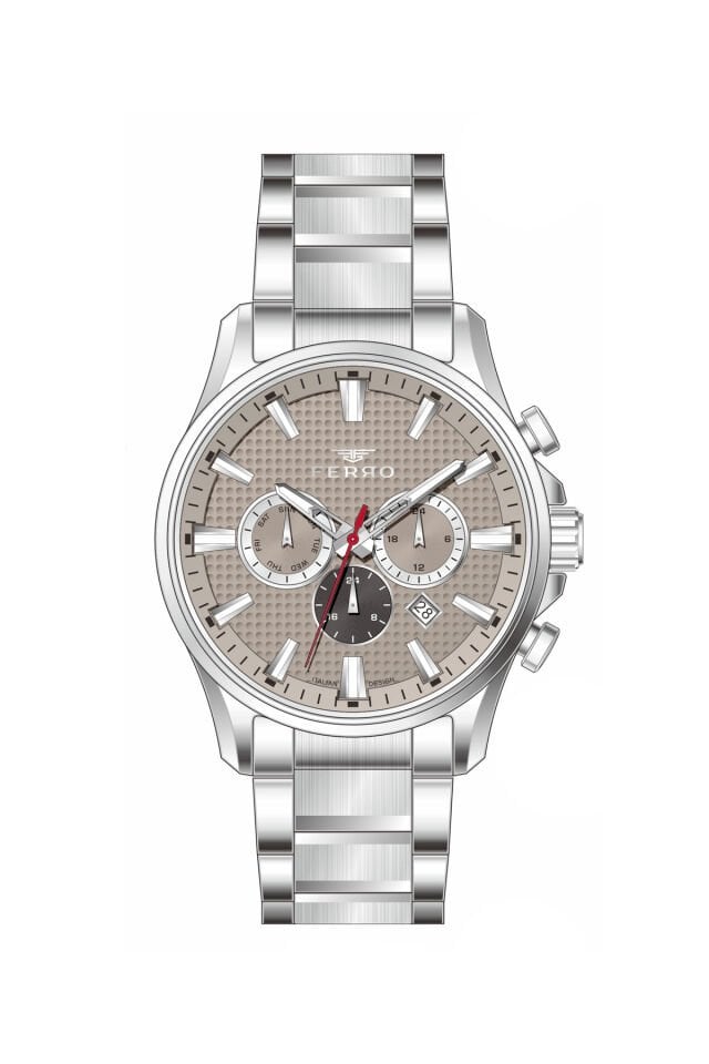 Ferro Gümüş Çelik Kordon Erkek Kol Saati FM11788AWT-A7 Tüm Fonksiyonları Aktif 3 ATM Su Geçirmez