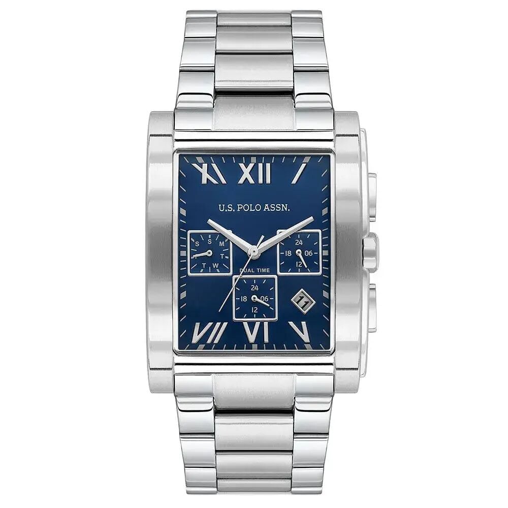 U.s Polo Assn. USPA1117-01 Quartz Çelik Gri Mavi Kadran 46 mm Erkek Kol Saati