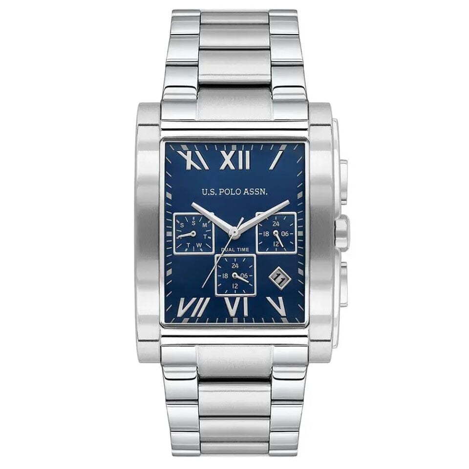 U.s Polo Assn. USPA1117-01 Quartz Çelik Gri Mavi Kadran 46 mm Erkek Kol Saati