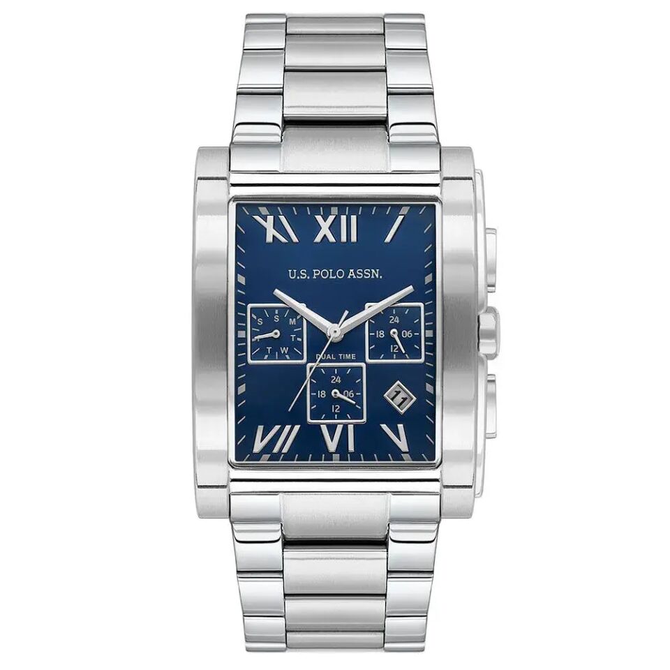 U.s Polo Assn. USPA1117-01 Quartz Çelik Gri Mavi Kadran 46 mm Erkek Kol Saati