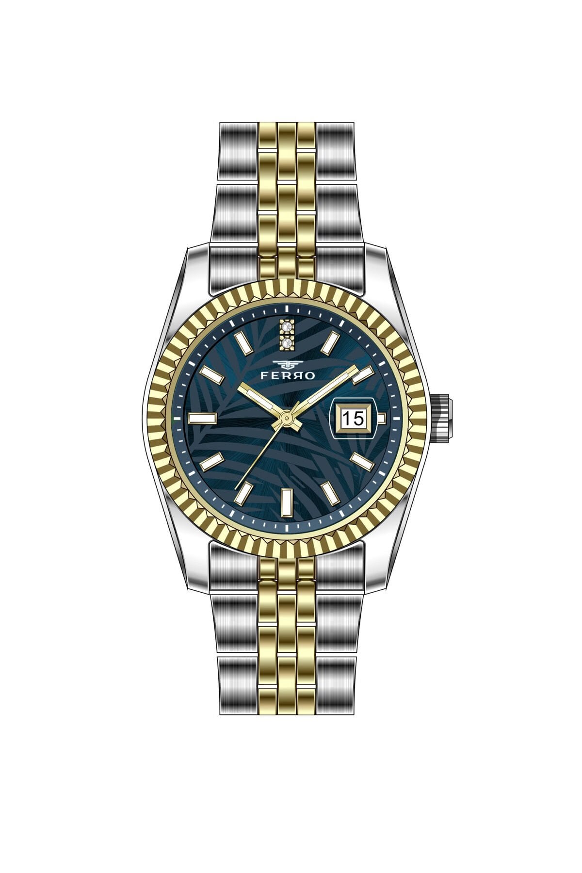 Ferro Sarı ve Gümüş Çelik Kordon Kadın Kol Saati FL21775A-D3 3ATM Su Geçirmez 2 Yıl Garantili