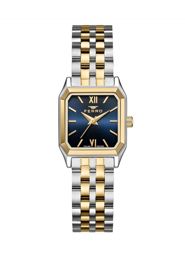 Ferro Sarı ve Gümüş Çelik Kordon Kadın Kol Saati FL21775A-D3 3ATM Su Geçirmez 2 Yıl Garantili