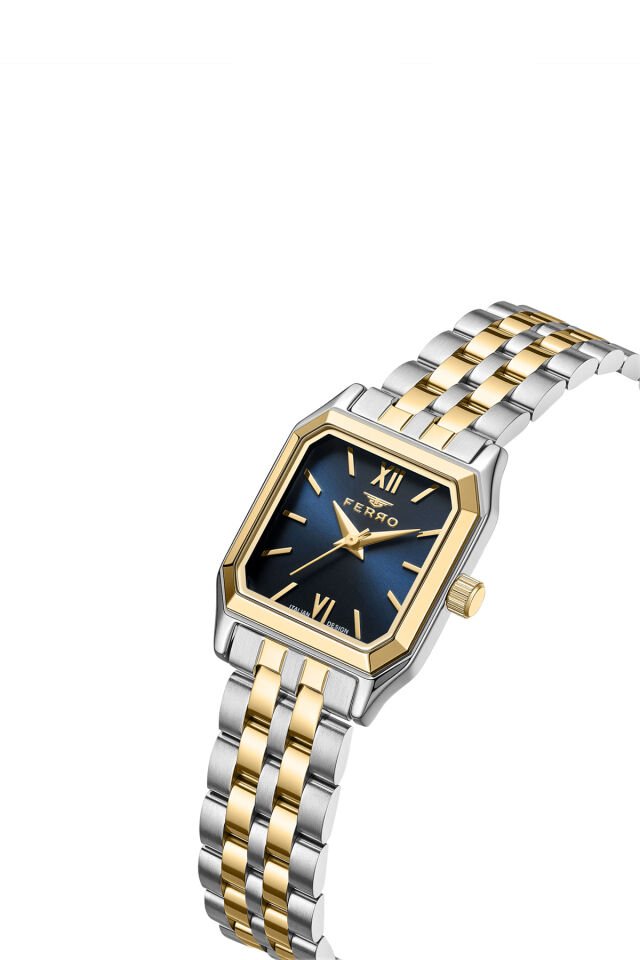 Ferro Sarı ve Gümüş Çelik Kordon Kadın Kol Saati FL21775A-D3 3ATM Su Geçirmez 2 Yıl Garantili