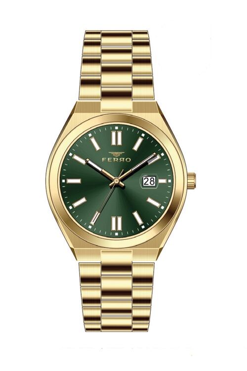 Ferro Sarı Çelik Kordon Kadın Kol Saati FL21492A-B6 3ATM Su Geçirmez 2 Yıl Garantili HediyePaketli