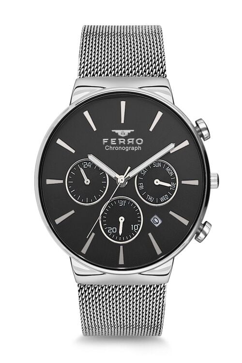 Ferro 46 mm Gümüş Hasır Kordon Erkek Kol Saati FM1697C-A2 FM1697C-A2