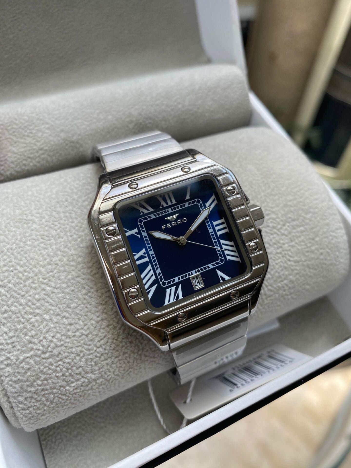 Ferro Quartz Çelik Gri Lacivert Kadran 40 mm Erkek Kol Saati