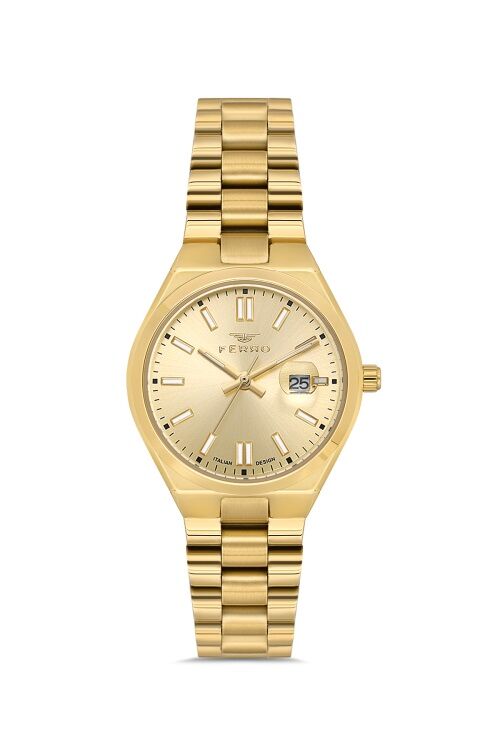 Ferro Quartz Çelik Altın Rengi 30 mm Kadın Kol Saati