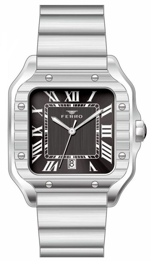 Ferro Gümüş Çelik Kordon Erkek Kol Saati F11448A-A2 3 ATM Su Geçirmez 2 Yıl Garantili Hediye Paketli