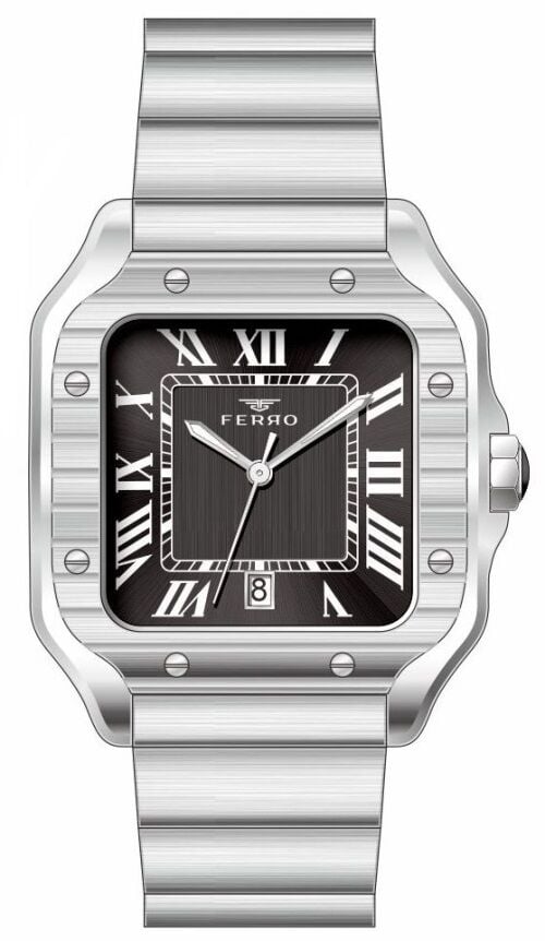 Ferro Gümüş Çelik Kordon Erkek Kol Saati F11448A-A2 3 ATM Su Geçirmez 2 Yıl Garantili Hediye Paketli