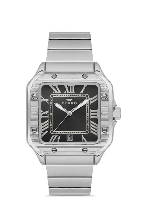 Ferro Gümüş Çelik Kordon Erkek Kol Saati F11448A-A2 3 ATM Su Geçirmez 2 Yıl Garantili Hediye Paketli