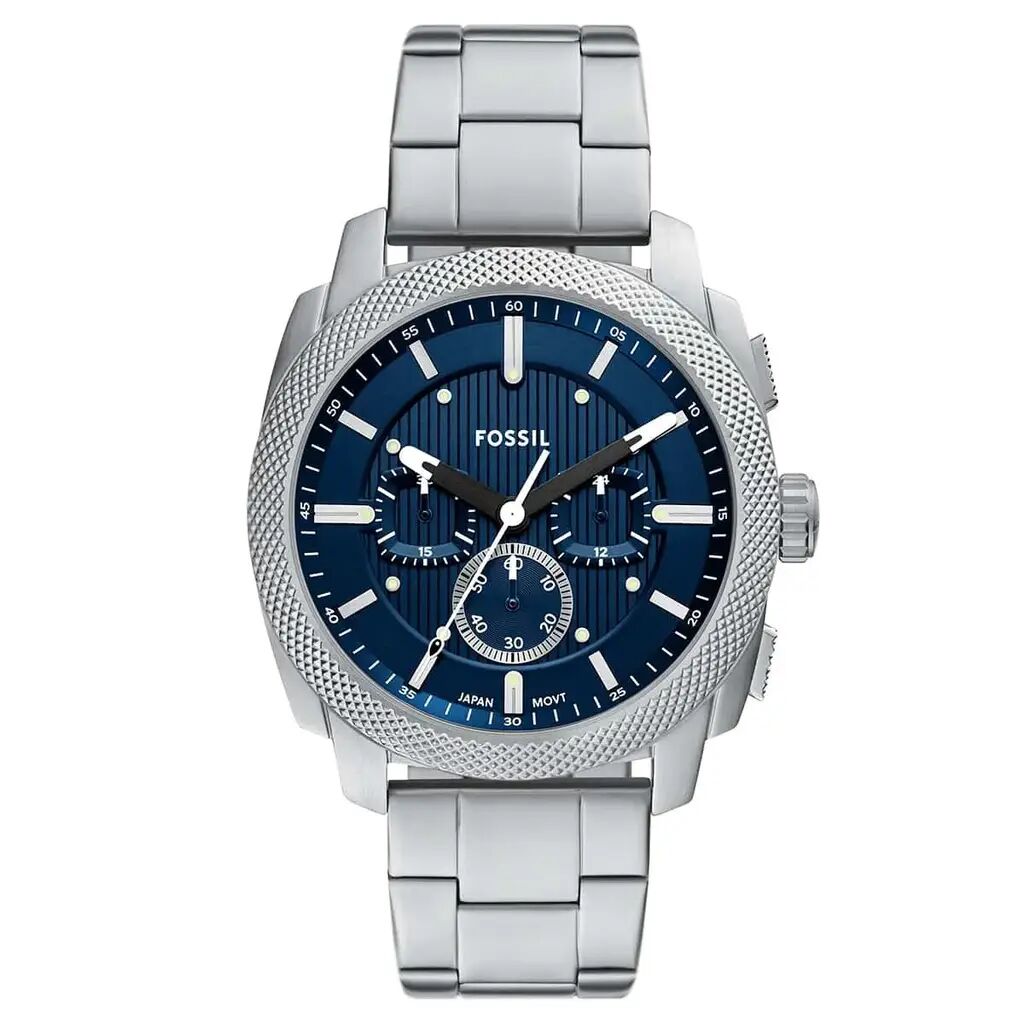Fossil FFS6096 Quartz Çelik Gri Mavi Kadran 44 mm Erkek Kol Saati