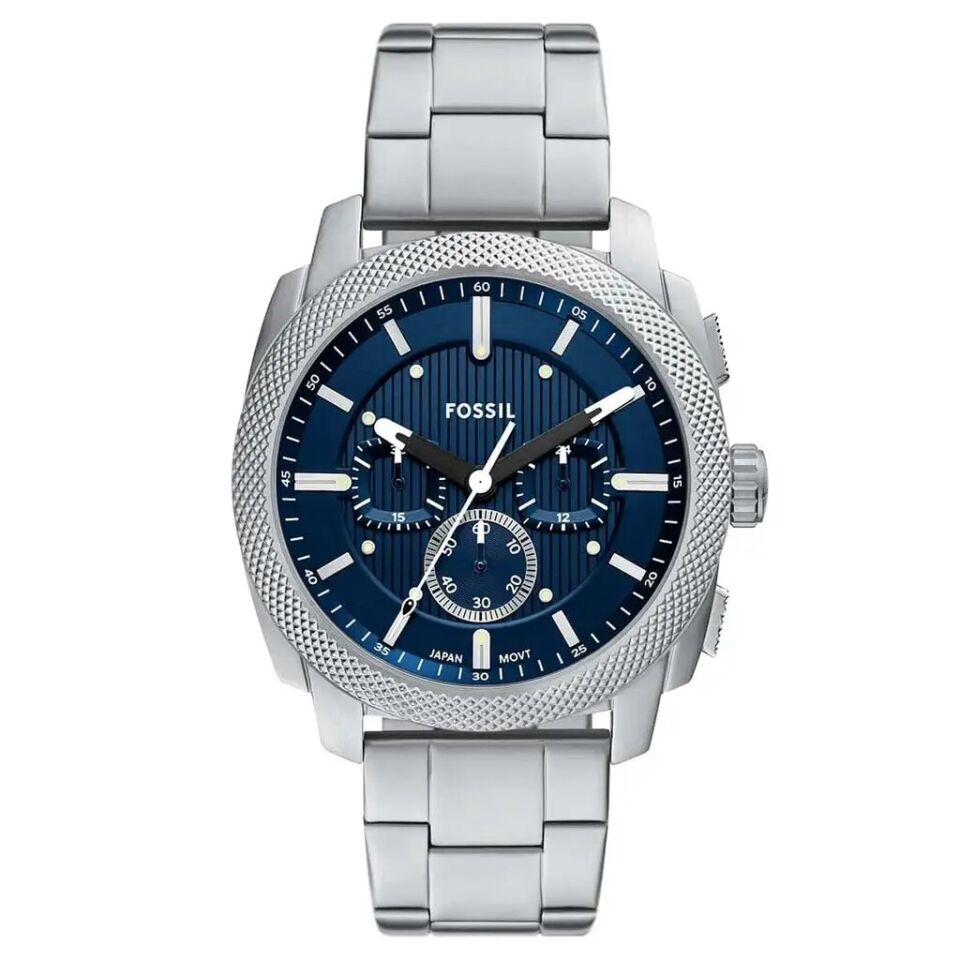 Fossil FFS6096 Quartz Çelik Gri Mavi Kadran 44 mm Erkek Kol Saati