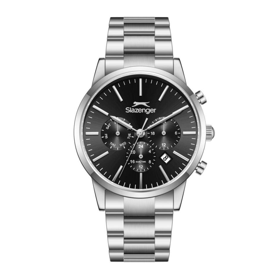 Slazenger SL.09.2545.2.01 Quartz Çelik Gri Siyah Kadran 44 mm Erkek Kol Saati