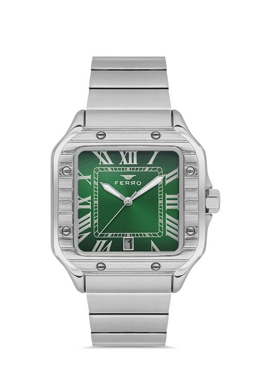 Ferro Gümüş Çelik Kordon Erkek Kol Saati F11448A-A6 3 ATM SuGeçirmez 2 Yıl Garantili HediyePaketli