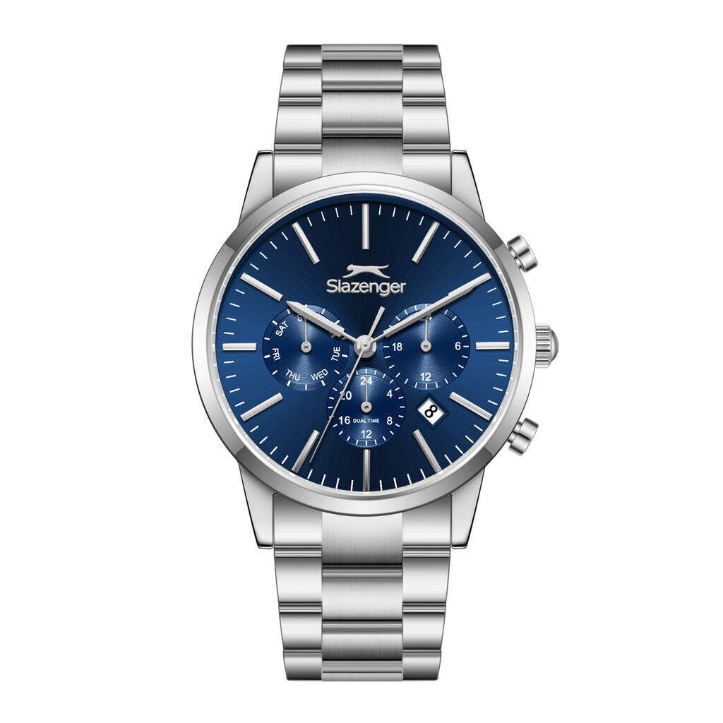 Slazenger SL.09.2545.2.02 Quartz Çelik Gri Lacivert Kadran 42 mm Erkek Kol Saati