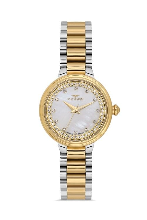 Ferro FL21493A-D Quartz Çelik Altın/Gri 28 mm Kadın Kol Saati