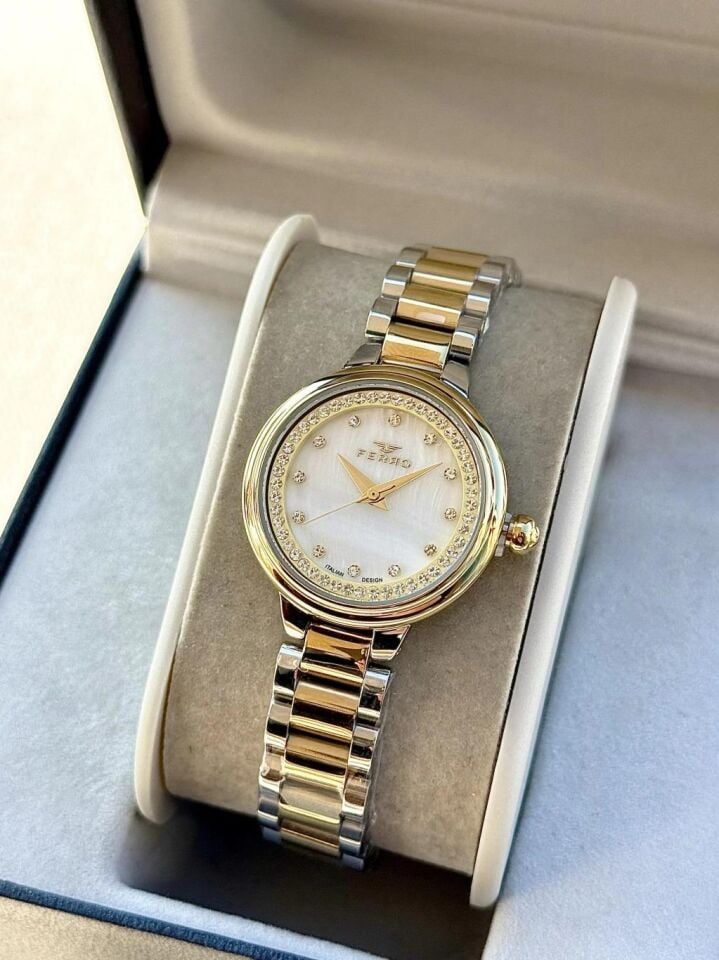 Ferro FL21493A-D Quartz Çelik Altın/Gri 28 mm Kadın Kol Saati