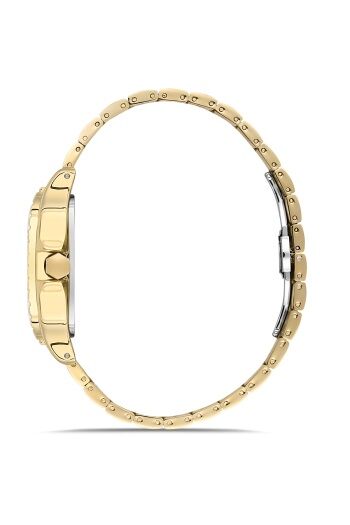 Ferro Quartz Çelik Altın Rengi Köşeli Kasa 40 mm Erkek Kol Saati