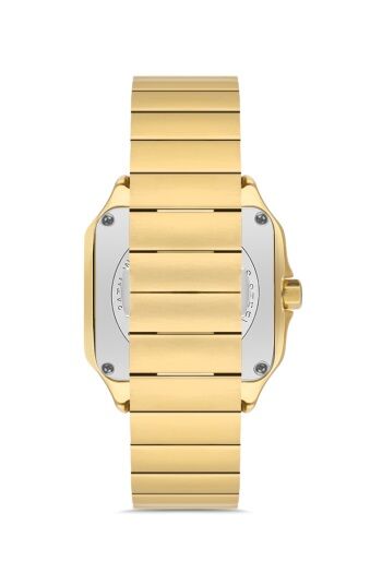 Ferro Quartz Çelik Altın Rengi Köşeli Kasa 40 mm Erkek Kol Saati
