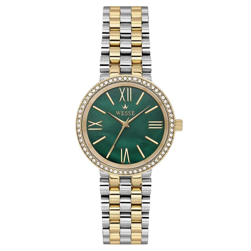 Wesse WWL112603 Quartz Çelik Altın Rengi Yeşil Kadran 34 mm Kadın Kol Saati
