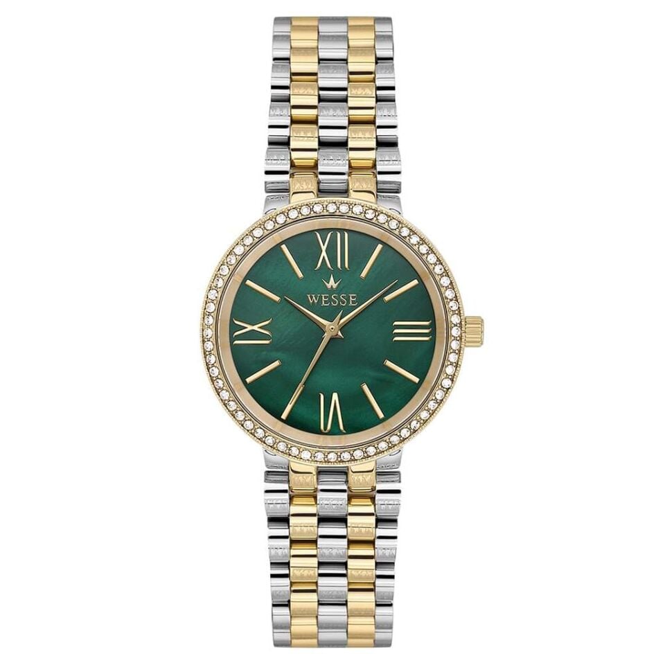 Wesse WWL112603 Quartz Çelik Altın Rengi Yeşil Kadran 34 mm Kadın Kol Saati