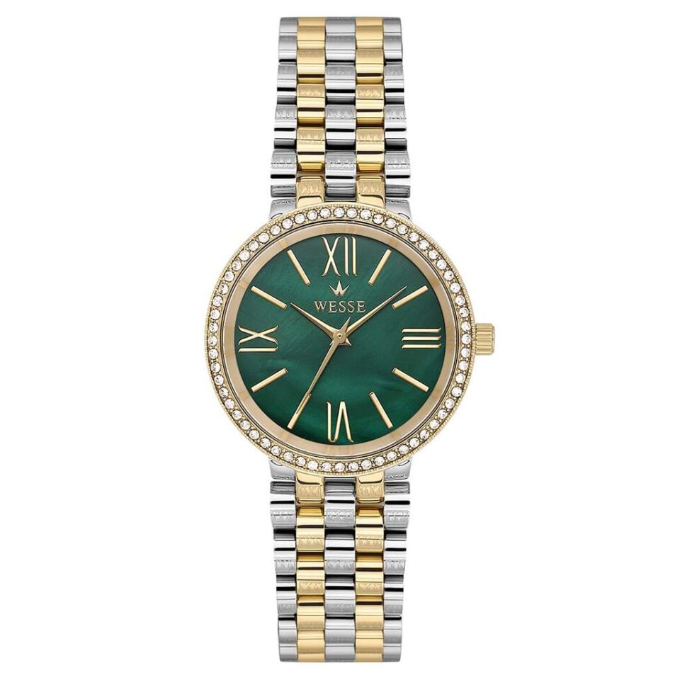 Wesse WWL112603 Quartz Çelik Altın Rengi Yeşil Kadran 34 mm Kadın Kol Saati