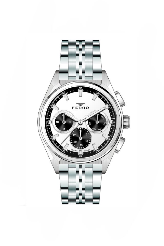 Ferro Gümüş Çelik Kordon Erkek Kol Saati FM11755AWT-A Fonksiyonları Aktif 3 ATM Su Geçirmez