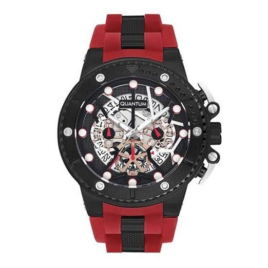 Quantum HNG535.658 50 mm Kırmızı Silikon Kordonlu Kronolu Erkek Kol Saati