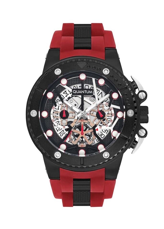 Quantum HNG535.658 50 mm Kırmızı Silikon Kordonlu Kronolu Erkek Kol Saati
