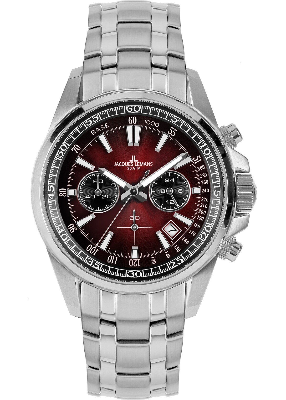 Jacques Lemans Liverpool JL.1-2117ZQ Quartz Çelik Gri Bordo Kadran 20 ATM 44 mm Erkek Kol Saati