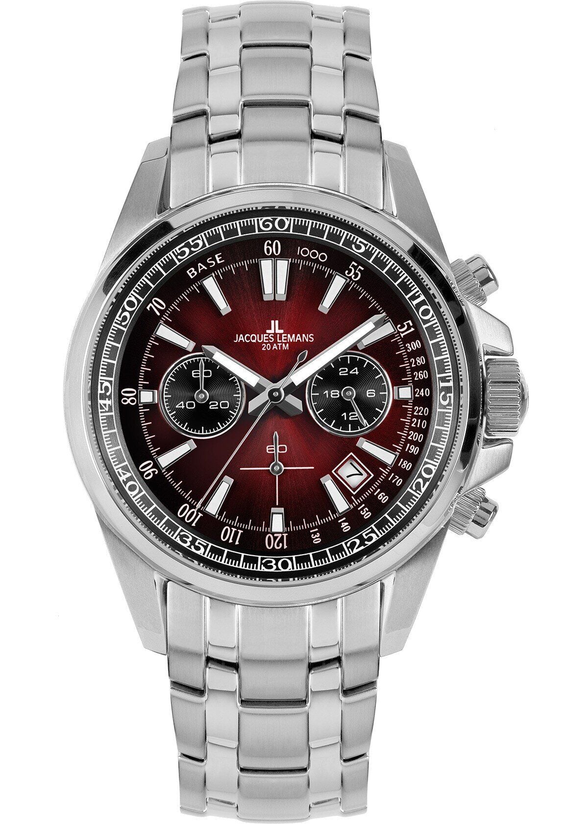 Jacques Lemans Liverpool JL.1-2117ZQ Quartz Çelik Gri Bordo Kadran 20 ATM 44 mm Erkek Kol Saati