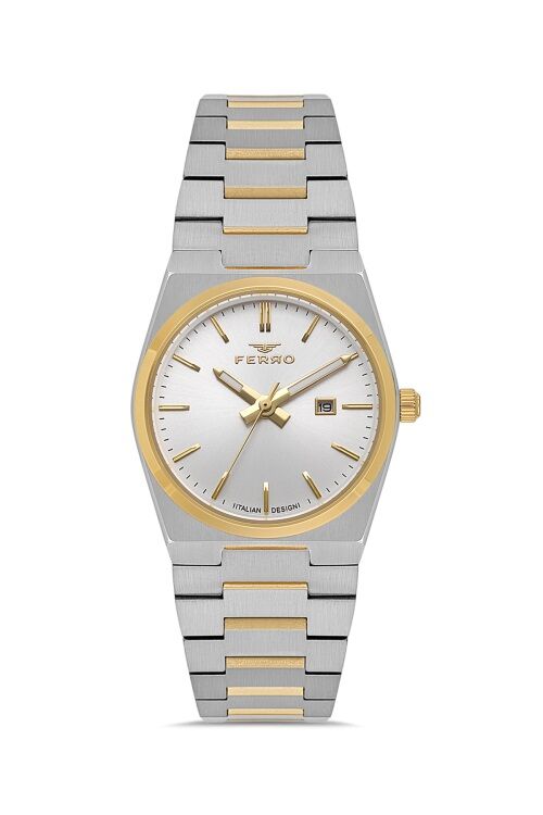 Ferro FL21495A-D Quartz Çelik Altın/Gri 32 mm Kadın Kol Saati