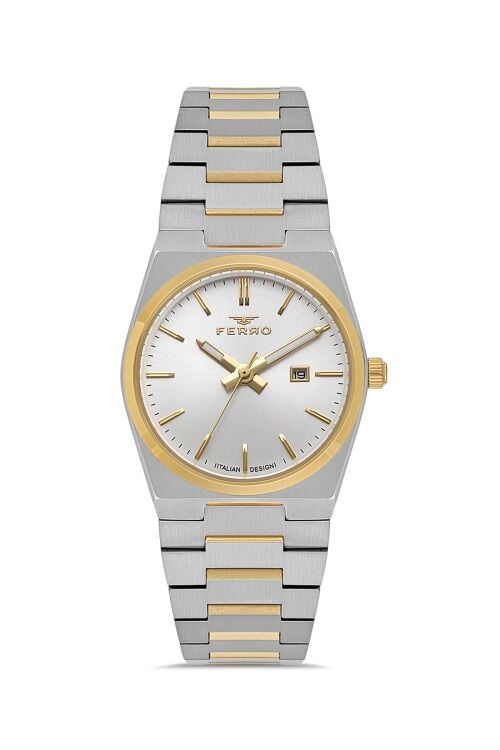 Ferro FL21495A-D Quartz Çelik Altın/Gri 32 mm Kadın Kol Saati