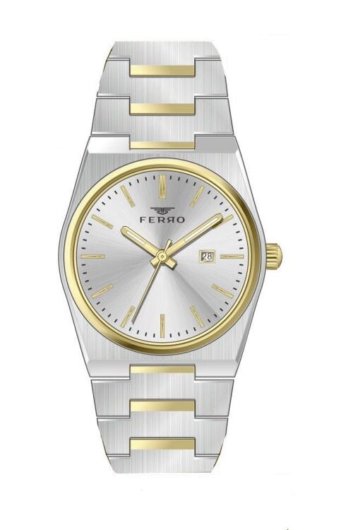 Ferro Sarı ve Gümüş Çelik Kordon Kadın Kol Saati FL21495A-D 3ATM Su Geçirmez 2 Yıl Garantili
