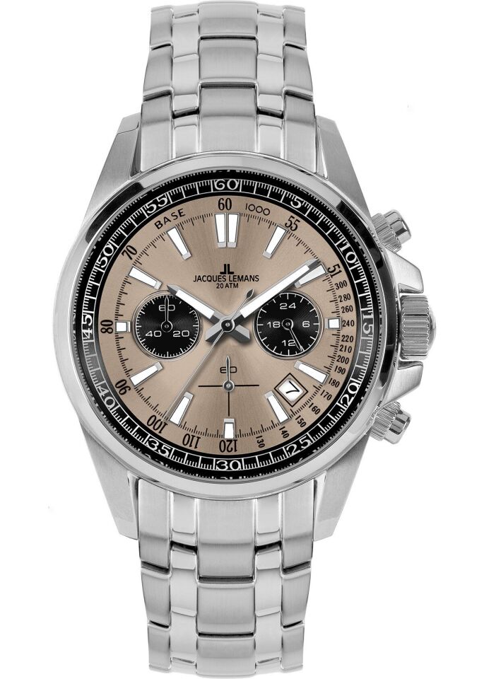 Jacques Lemans Liverpool JL.1-2117ZG Quartz Çelik Gri Kahverengi Kadran 20 ATM 44 mm Erkek Kol Saati